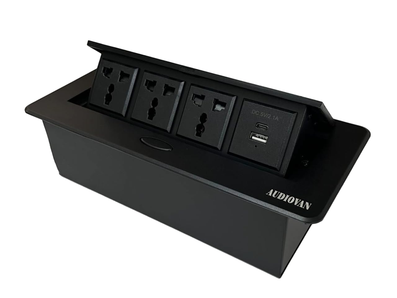 Audiovan Tech Conference Table Connectivity Box,Interconnection Boxes,Cable Connection Box Office Table Socket with 3 Power Socket 2 USB 18 WATT A + C TYPE