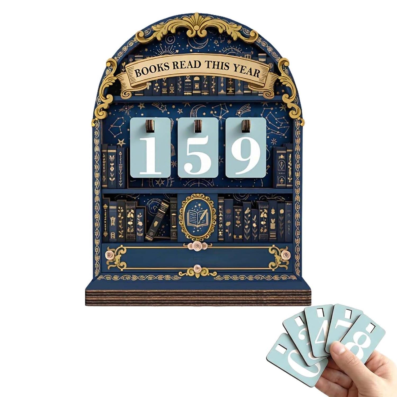 Book Accessories, Books Read This Year Counter for Reading Progress Tracking, Book Tracker Sign for Avid Readers and Book Clubs, Single Unit Reading Goal Monitor for Bookshelf Display