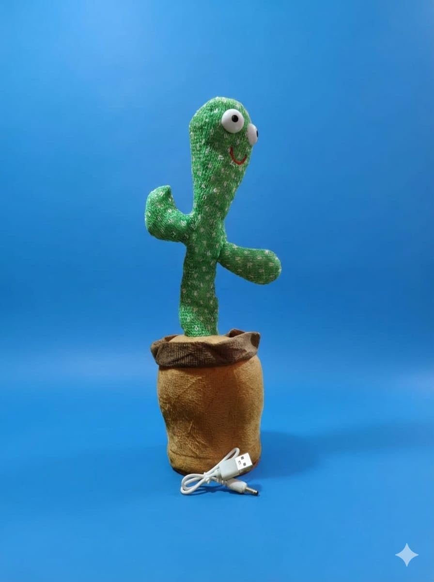 Dancing Cactus Plush Toy, Green, USB Rechargeable, Singing and Moving, Kids Gift