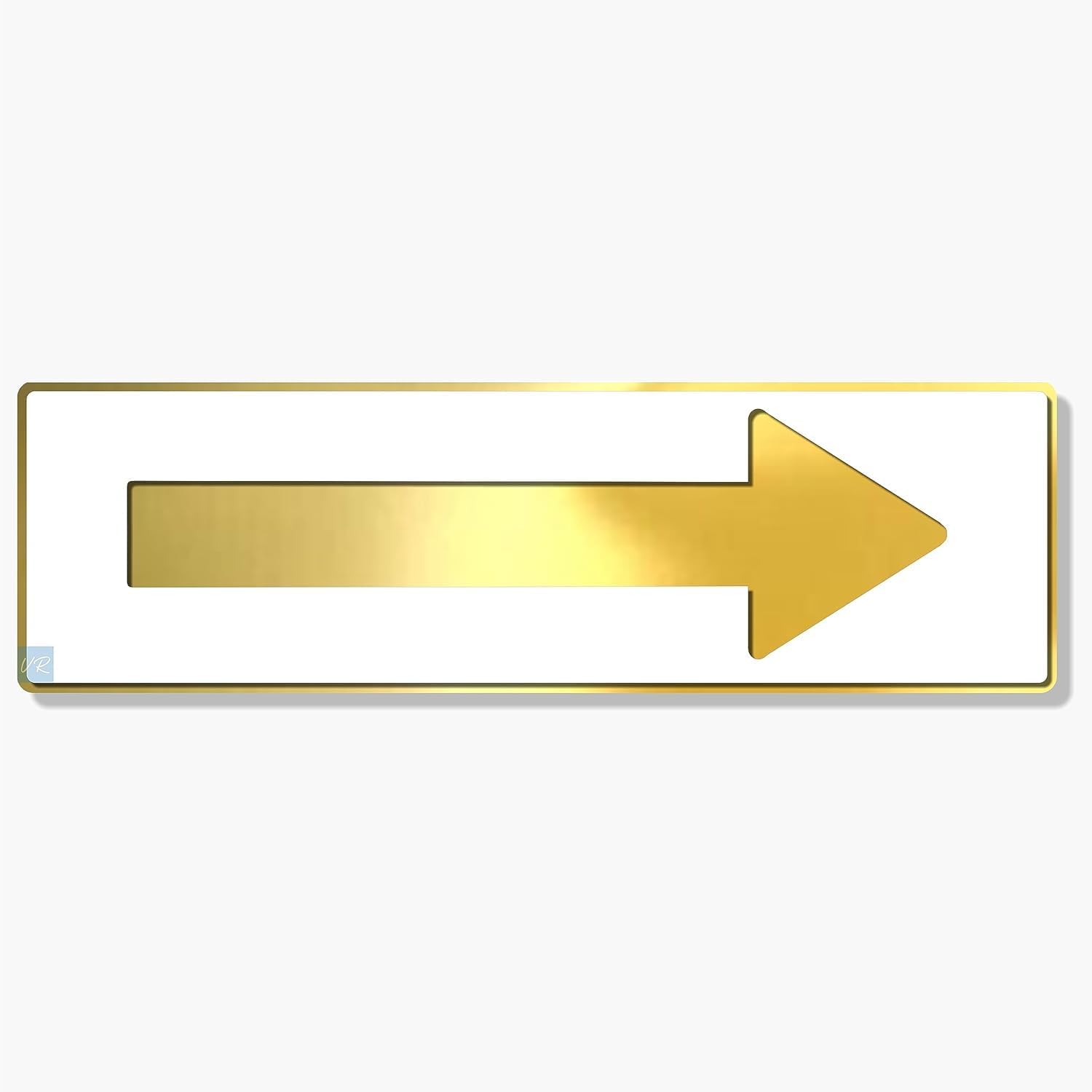 Direction Sign – White Gold Acrylic Self-Adhesive Board (10 x 3 Inch) – Elegant Wayfinding Signage for Office, Mall, Hotel, Hospital, School, Cafe, Store, Business & Corporate Use