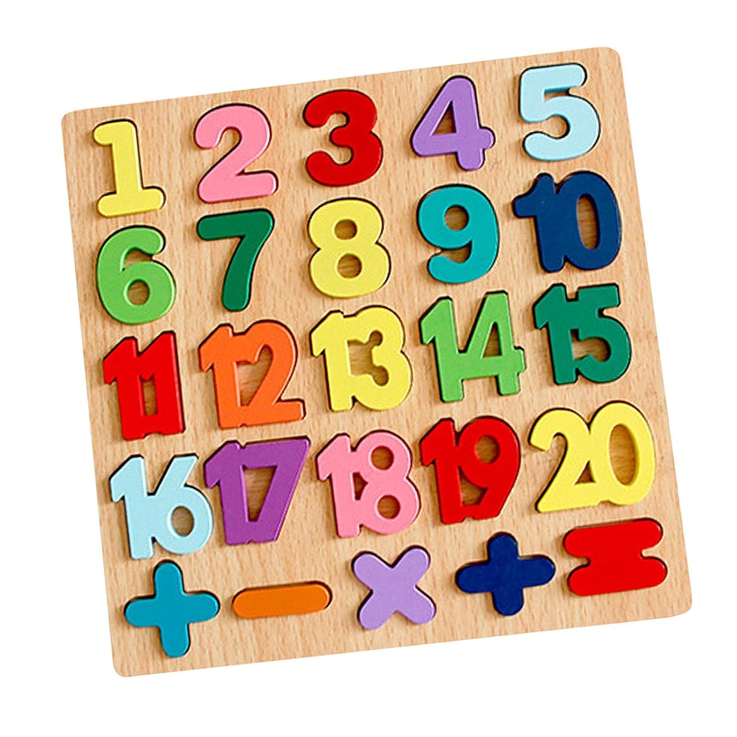 Dorytoy Wooden Number Puzzle Board for Kids, Educational Montessori Math Learning Toy with Numbers 1-20 and Arithmetic Symbols, Colorful Wooden Counting Preschool Toddlers Boys Girls