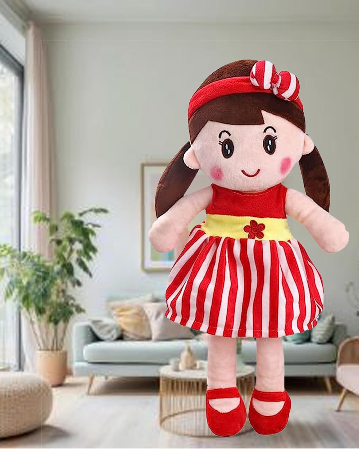 Glance Soft Cute Looking Beautiful Doll | Attractive Stuffed Toys | Grab Your Attention on Little Darling Doll (Red Cute Doll, 60 cm)