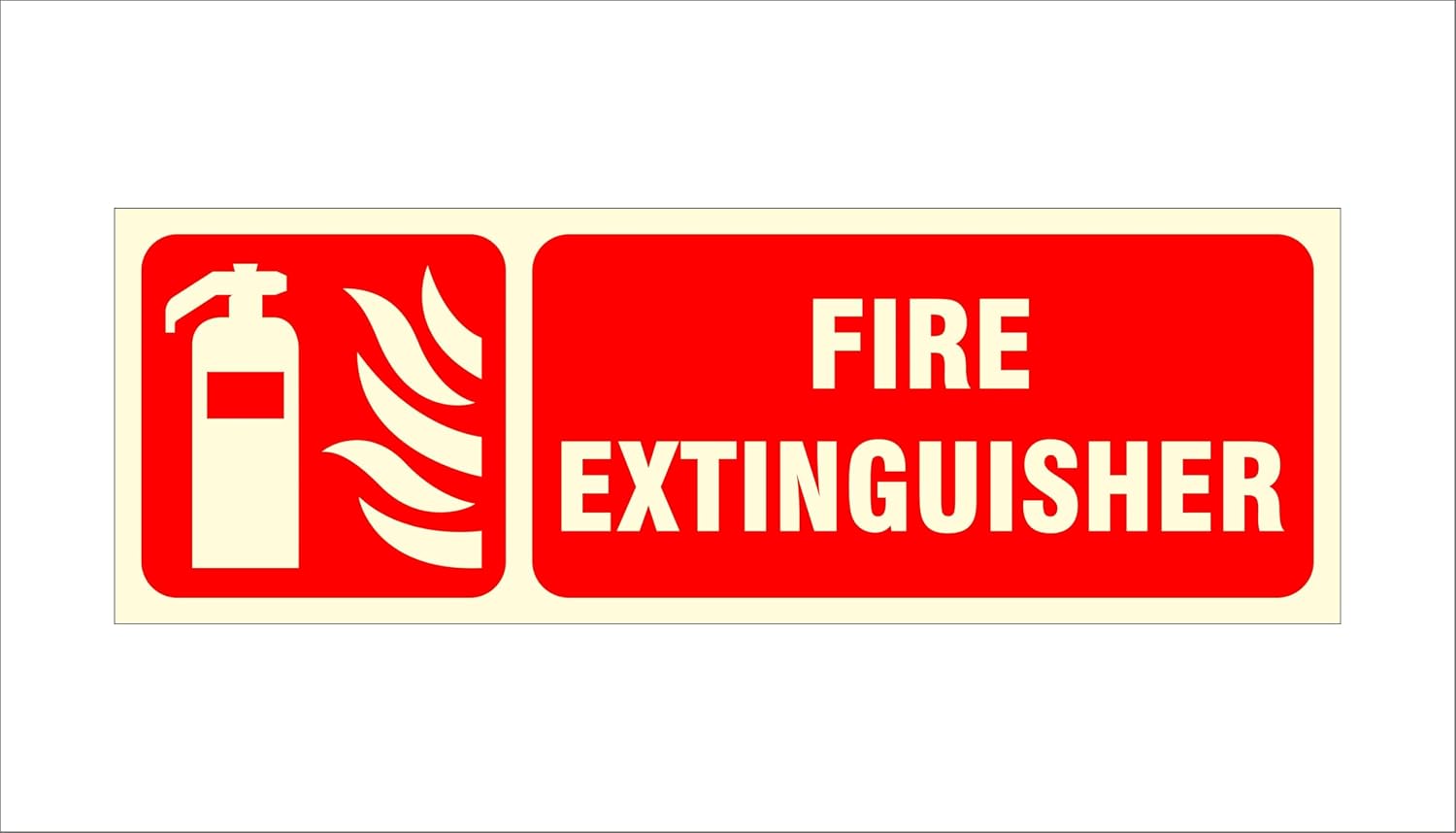 Glow-in-Dark Fire Extinguisher Sign, Emergency Safety Wall Mount - for Hotel Home Restaurant Mall Hospital Bank Office