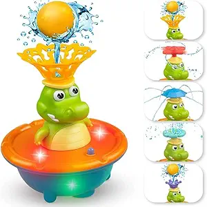 Happy Hues Alligator Bath Toys for Babies &Toddlers- Mold-Free Wall Mount Waterfall Bath Toys (Alligator)