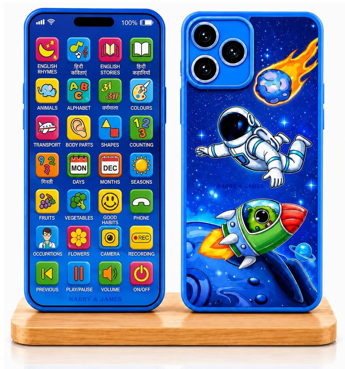HARRY & JAMES® Educational Phone Toy for Kids Rechargeable 28 Modes Talking Baby Smart Phone Mobile Toy Musical Instruments, Counting,Colours,Shapes,Fruits,Transport,Piano (Multicolor & MultiDesign)