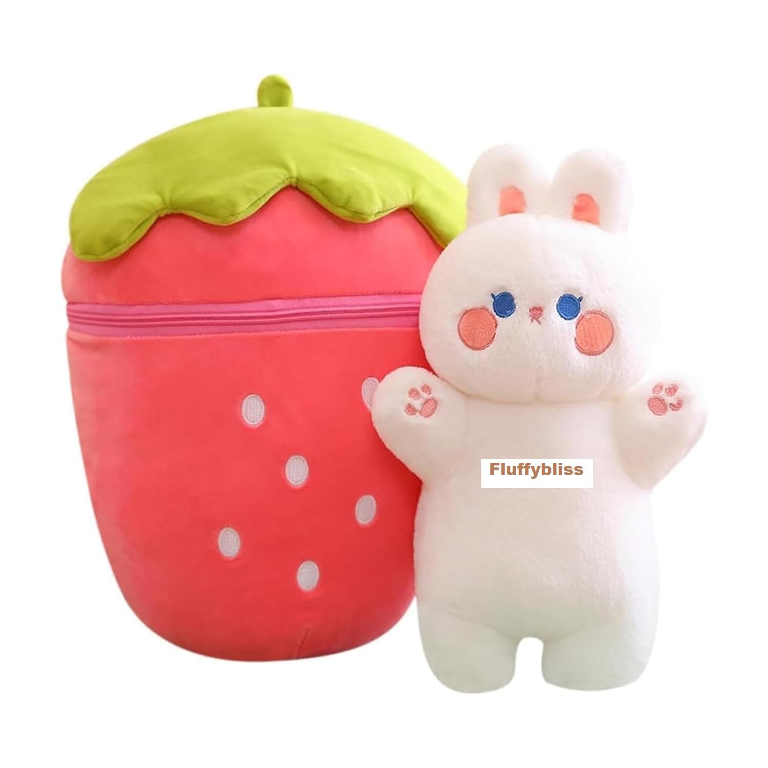 Hidden Fruit Bunny Soft Toys for Kids, Stuffed Animal Plush Soft Toys for Boys and Girls | Medium, Cute Rabbit Strawberry Bunny - Zipper Plush Toy
