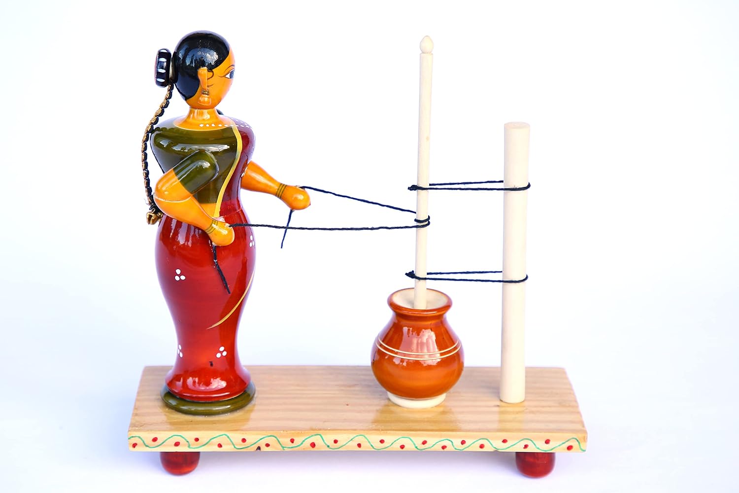 Home Decorative Wooden Etikoppaka Ghee Making Doll