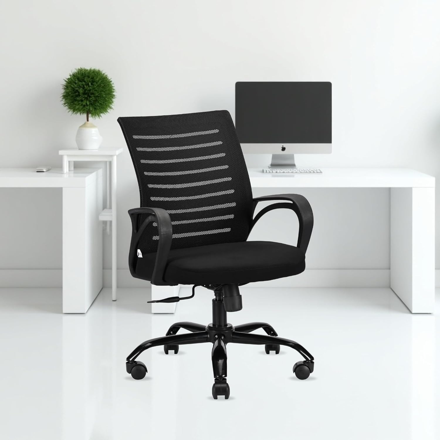 IAFA FURNITURE Diego Mid-Back Mesh Office Chair | 2 Year Warranty | Tilting & Height Adjustable Mechanism | Heavy-Duty Metal Base (Black) (DIY) (Black)
