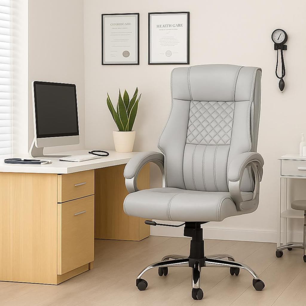 INNOWIN Obama Ergonomic Leatherette Executive High Back Revolving Desk Office Chair (Grey)
