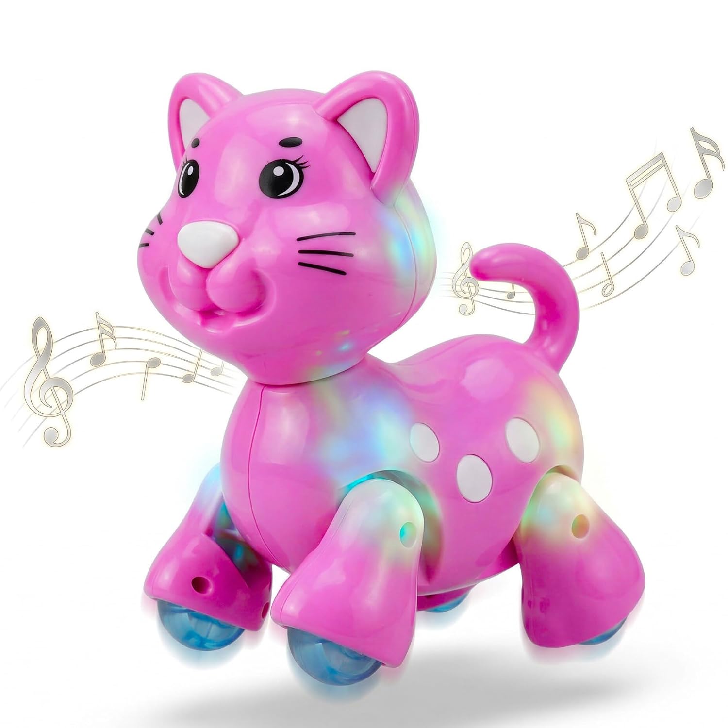 Lilplay Walking & Singing Cat Toy for Kids | Battery Operated Musical Cat with Lights and Sound | Moves and Dances | Interactive Toy for Baby Boys and Girls | Birthday Gift for Kids 1 to 3 Years