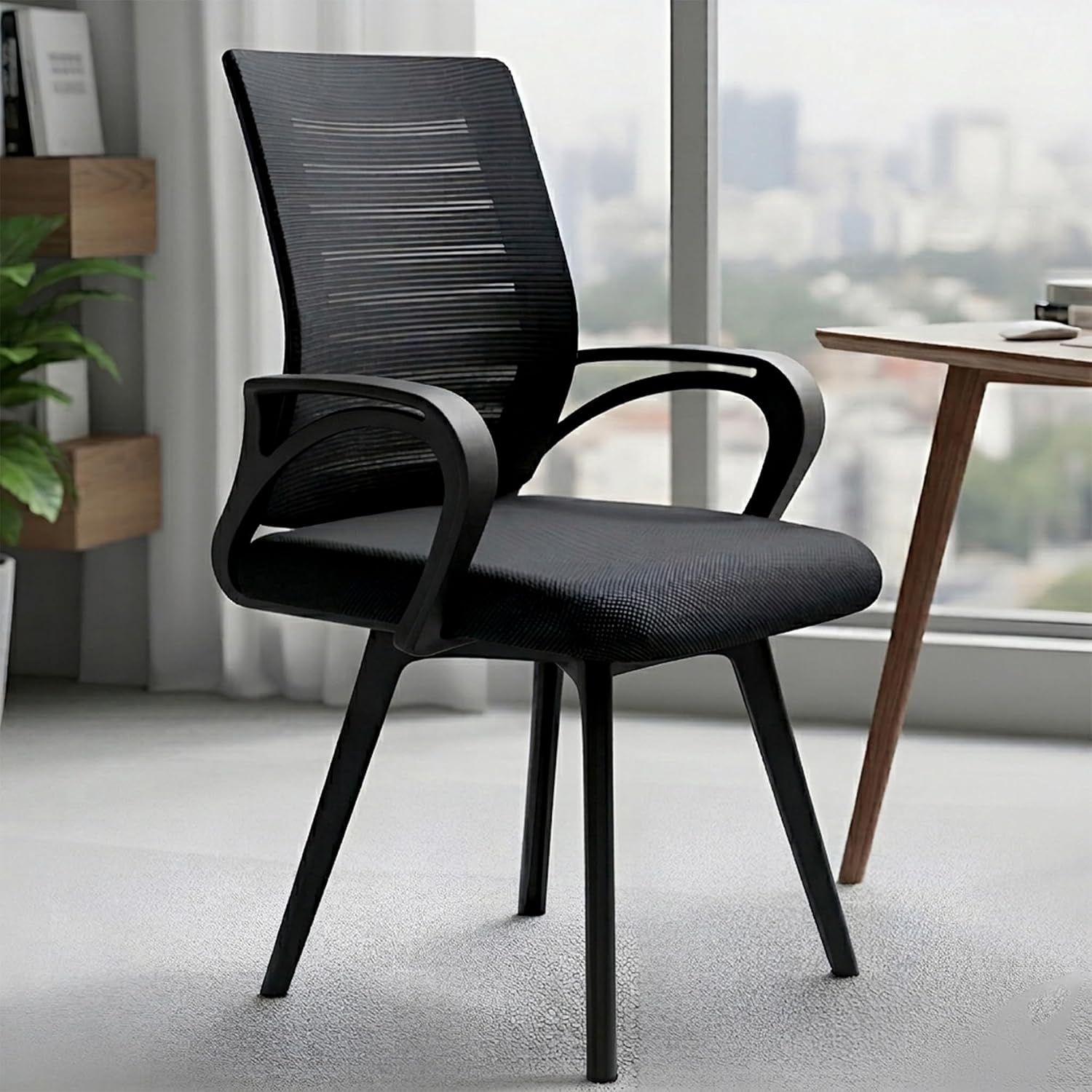 MRC Boom Fix Ergonomic Office Chair - Breathable Mid-Back Mesh Desk Chair with Contoured Armrests, Comfortable Padded Seat - Modern Task Chair for Home Office and Study (Black)