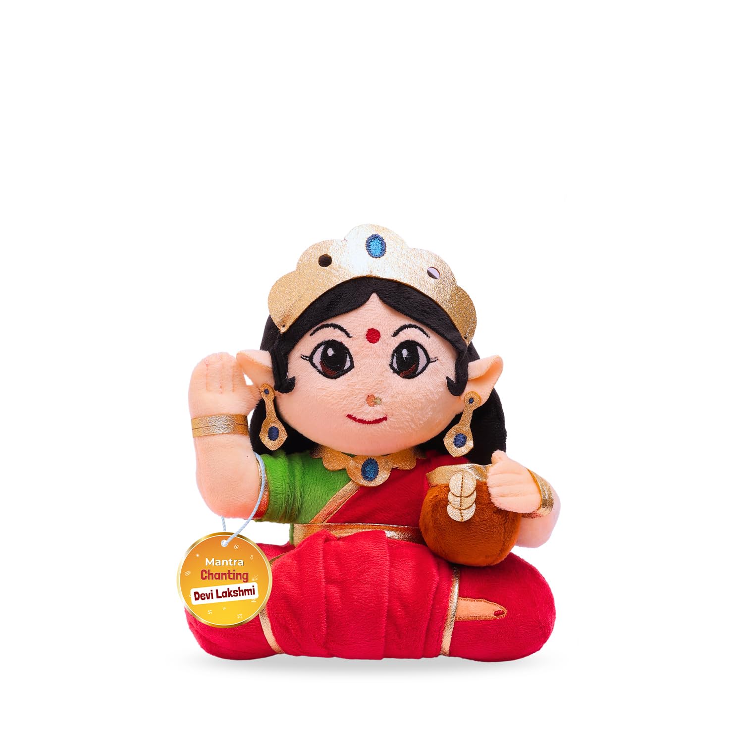 Panda's Box Mantra Chanting Devi Lakshmi Soft Toys for Kids | Musical Stuffed Plush Toy for Girl & Boy | Non-Toxic, Safe | Best Birthday Gift for Newborn, Infants & Toddlers | Teddy Bear (Small)