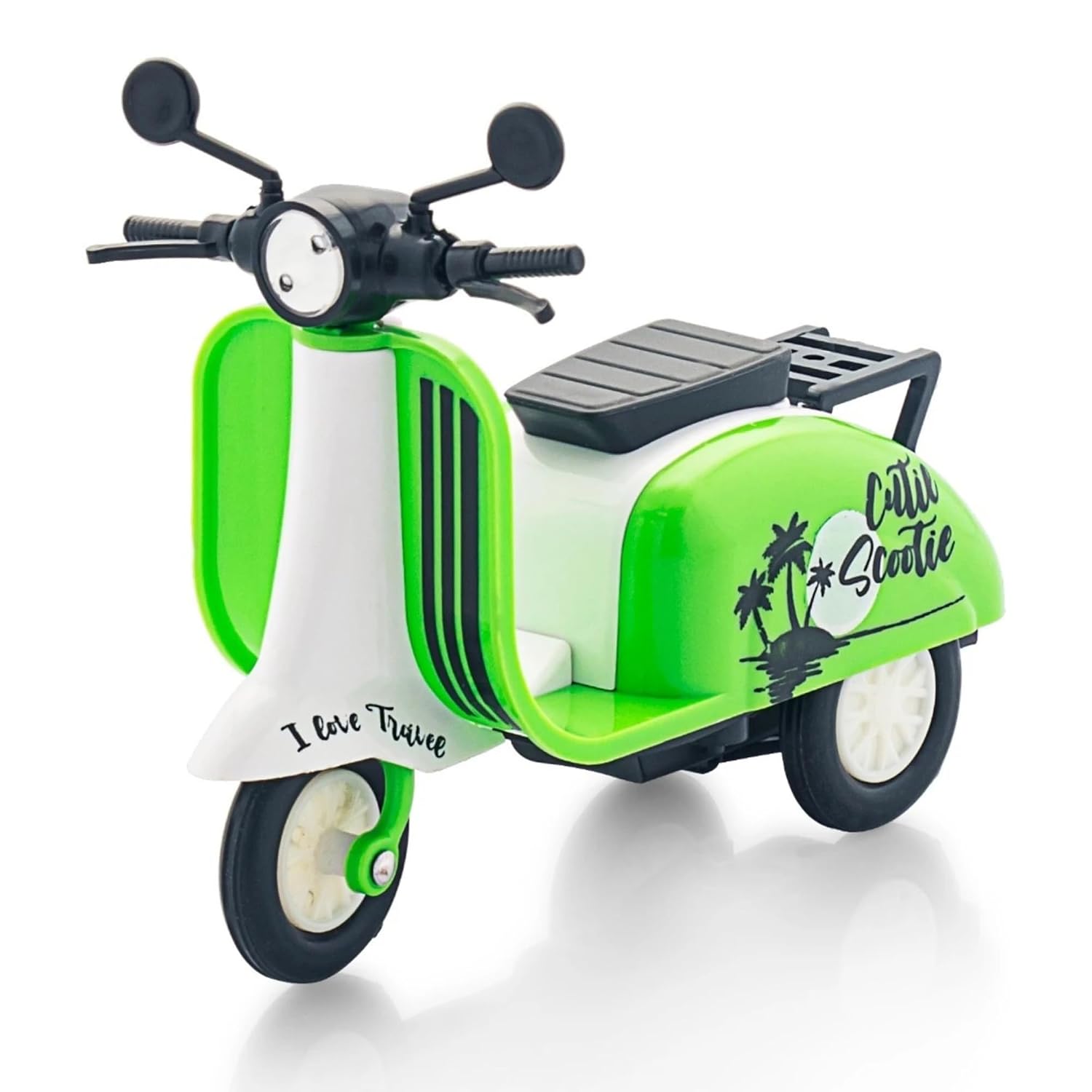 Pull Back Toy for Kids – Cute Mini Scooter Toy with Action Ride, Durable Plastic Vehicle for Boys & Girls, Imaginative Play Preschool Model, Small Friction (Green)