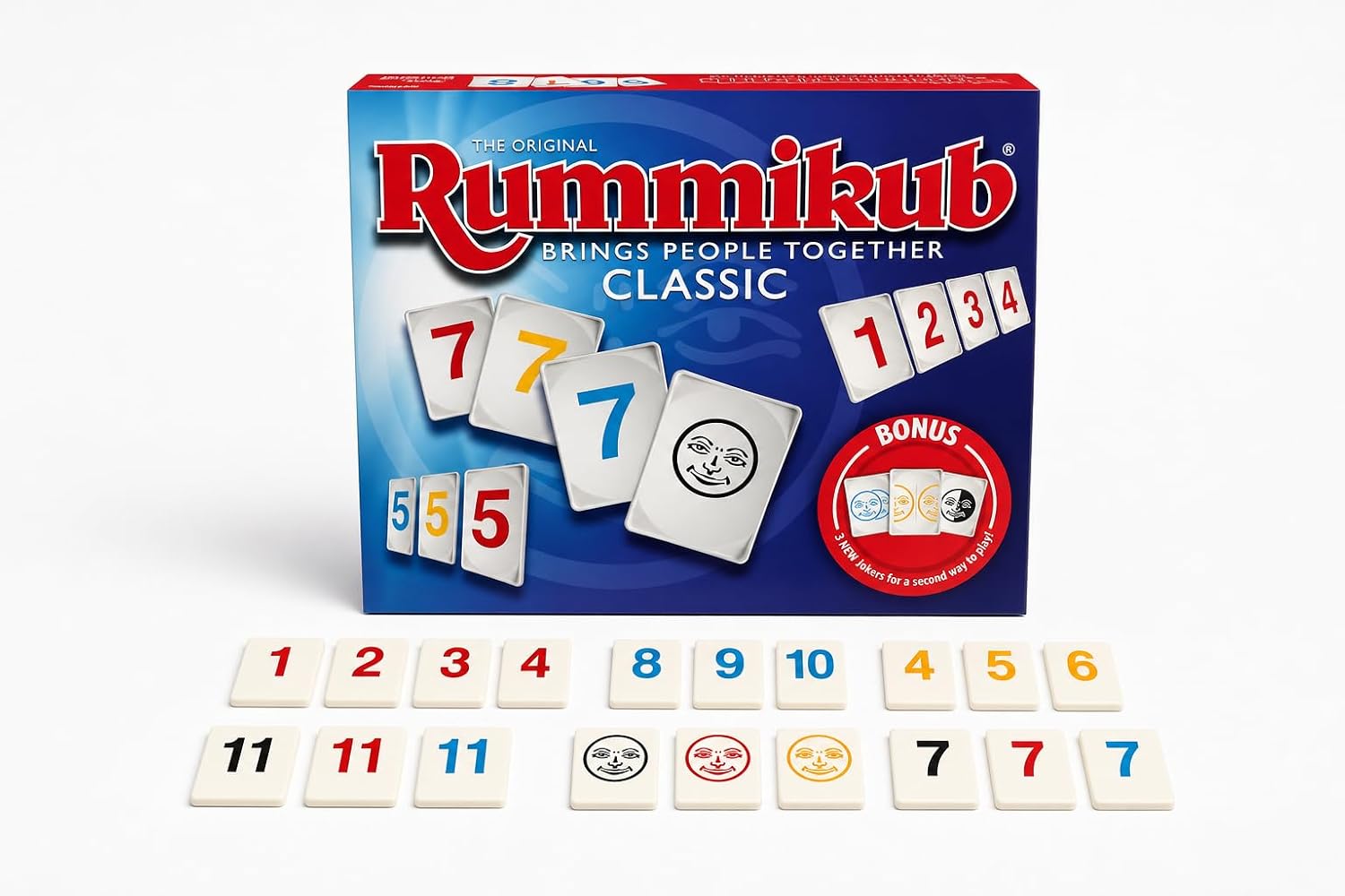 Rumykub Classic Board Game Set for Family & Kids, Strategy Number Tile Game with Racks & Tiles, Educational Brain Game, 2-4 Players Indoor Fun Game Night, Travel Friendly