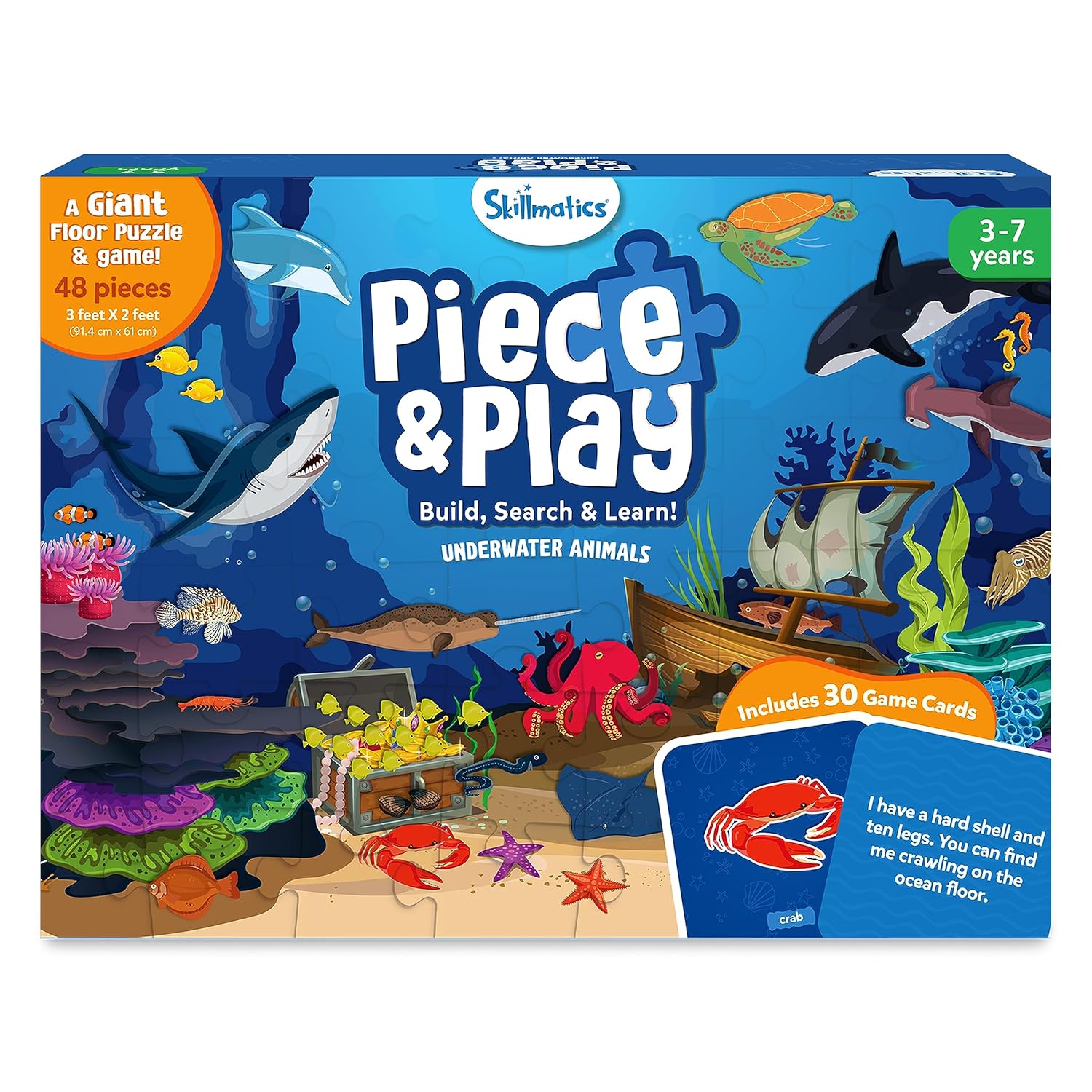 Skillmatics Floor Puzzle & Game – Piece & Play Underwater Animals