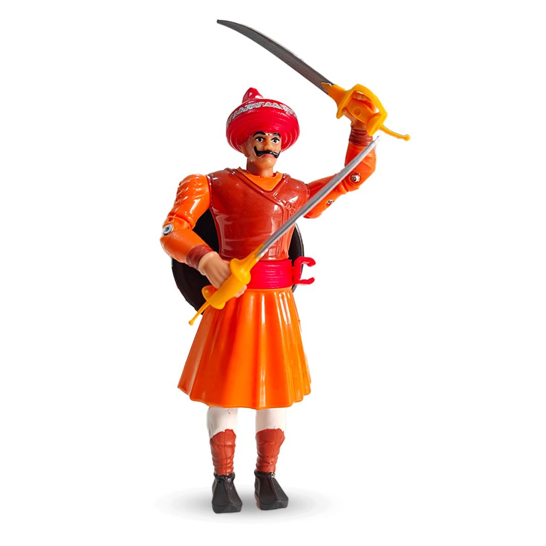 Swarajyache Shiledar - The True Super Hero - 6 Inch Tall Action Figure with Accessories (Pant Pratinidhi, Orange)