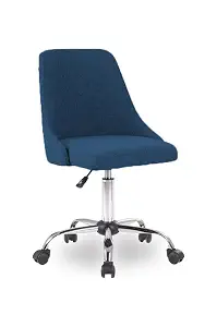 Taskpro Fabric Upholstered Height-Adjustable 360° Swivel Revolving Office Study Desk Chair in Dark Blue Color