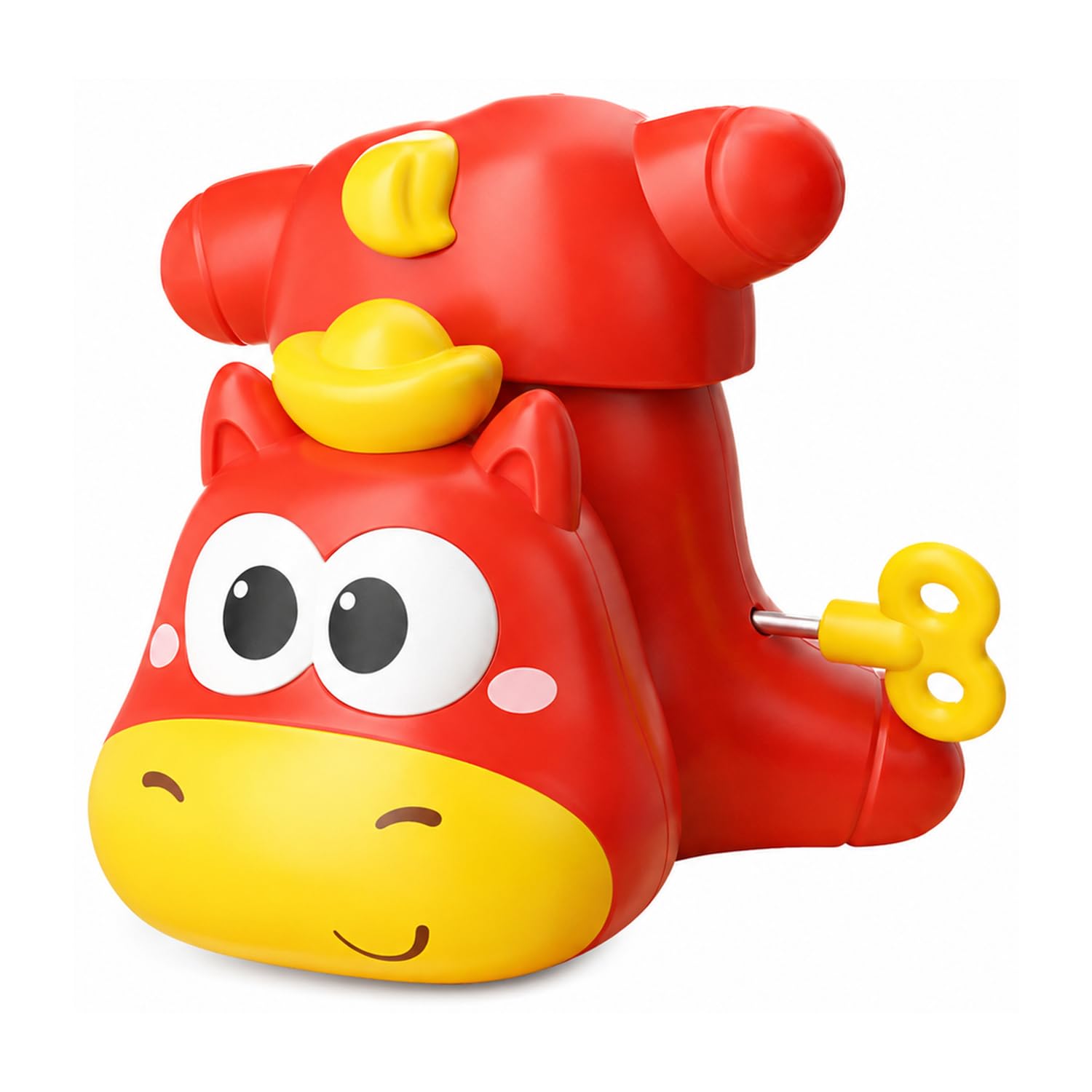 Wind-Up Cow Toy for Kids 3+, Key-Operated Moving Animal Toy, Battery-Free ABS Plastic Design with Mechanical Action, Pretend Play, Birthday Return Gift
