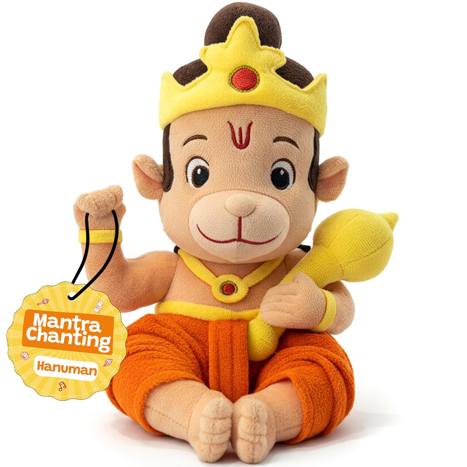 WonderBuddy Divine Mantra Chanting Baby Hanuman with 8 Preloaded Mantras & Aartis, Musical Soft Plush Toy, Best Return Gift for Infants, Toddlers & Kids (Medium - 25 Cm)