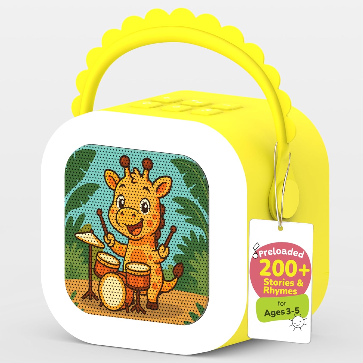 WonderBuddy StoryBox Mini, 200+ Stories & Rhymes Preloaded, RGB Lights, Kids Bluetooth Speaker, Birthday Gift for 2+ Year Old Boy & Girl - Giraffe Without Mic