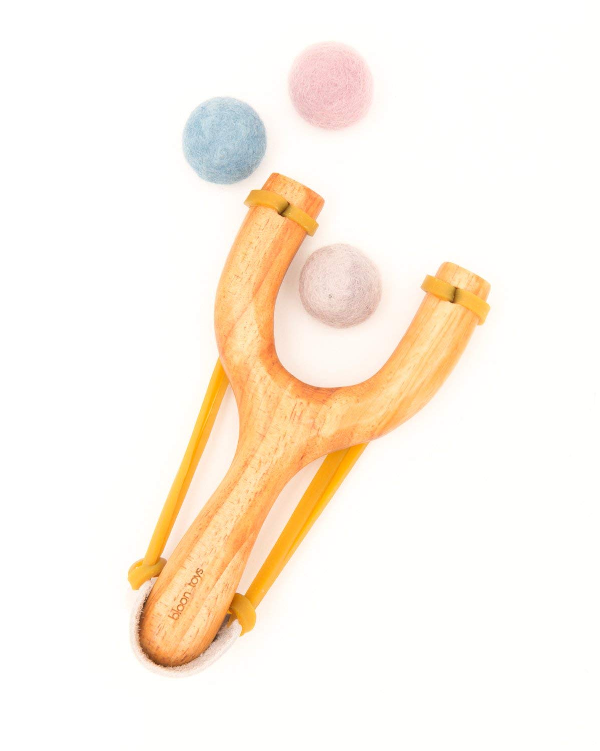 Wooden Slingshot with Soft Felt Balls | Handcrafted Using Beech Wood and Finished with Food-Grade Tung Oil | Set of 1 Slingshot with 6 Felt Balls | Ages 5+